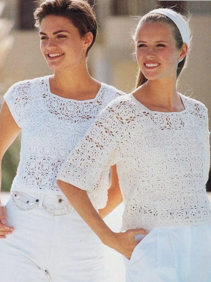 Top crochet pattern squares motif top summer sweater women ladies top pdf instant download