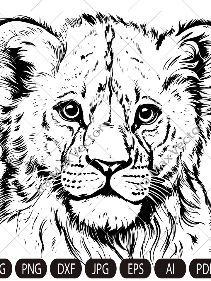 Baby Lion svg,Lion cub face svg, Nursery Decor, Safari African Animals, Lion Cub, Nursery Wall Art, Kids Printable Art