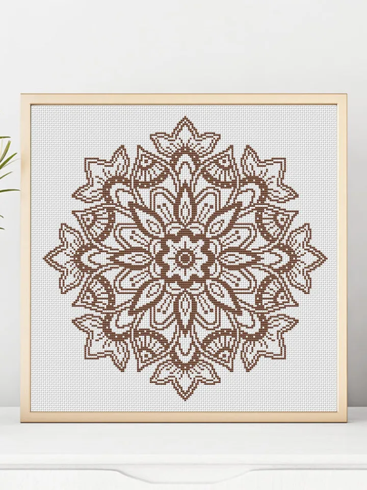Flower mandala cross stitch pattern download PDF Monochrome cross stitch Floral mandala digital Floral cross stitch Beginner stitch #M169