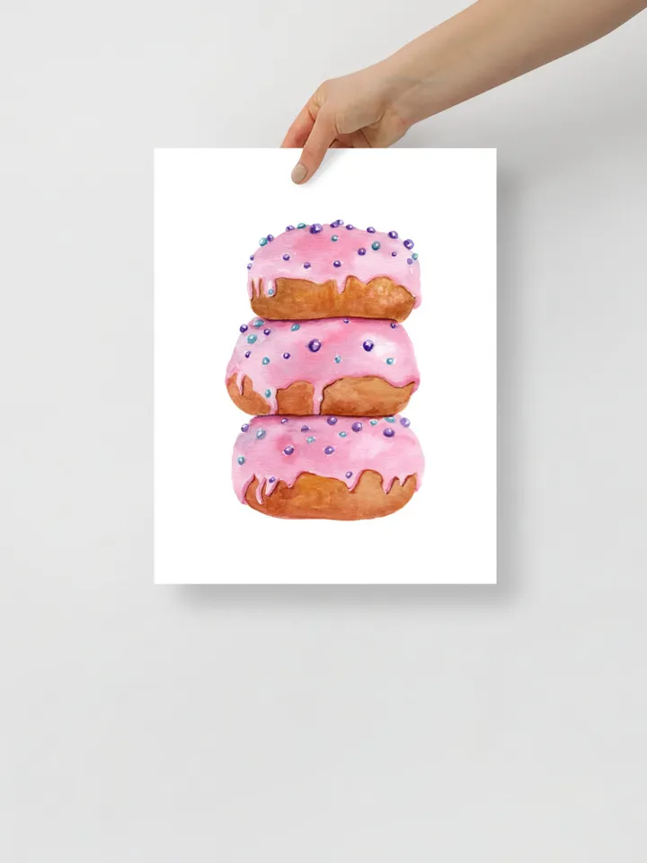 Pink Donuts Sweet Watercolor Painting Print, Food Illustration, Breakfast Art, Candy Sweet, Dessert Painting,Donut Gift Print, Kitchen Print