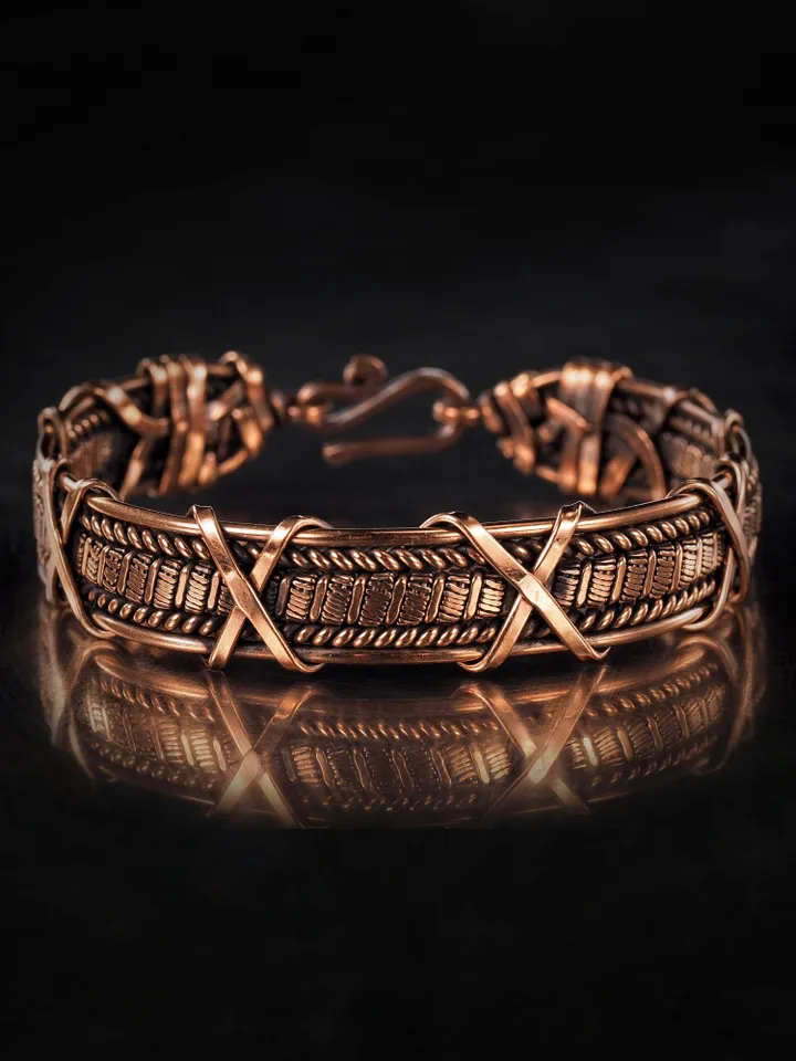 Copper wire wrapped bracelet for woman 7th Anniversary gift Small size bracelet
