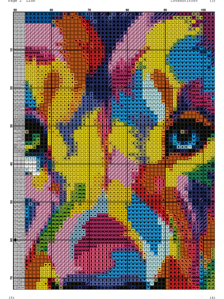 Lion Cross Stitch Pattern / Animal Cross Stitch Pattern / Abstract Cross Stitch Pattern / King PDF Cross Stitch Chart