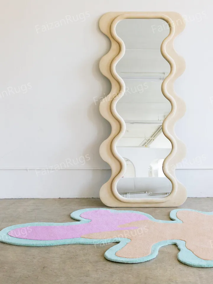 Buy Antique Irregular Handmade Wool Rug | Hand Tufted Rug 100 Wool For Living Room | Bed Room | Kids Room | Drawing Room |  In Any Size's