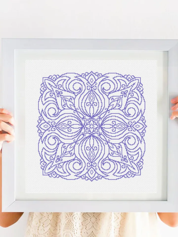 Simple Mandala cross stitch pattern PDF download Square ornament cross stitch chart, Flower mandala pattern digital PDF, Mandala art #M245