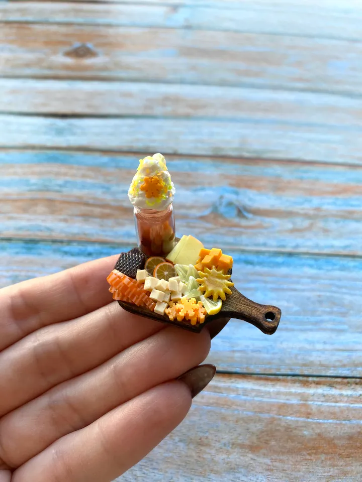 Miniature Autumn Charcuterie board with Polymer clay Souvenir