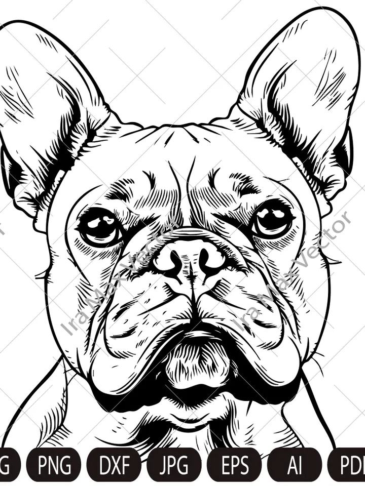 French Bulldog Svg,French Bulldog head,French Bulldog face,Frenchie svg,funny dog clipart,pet face, Bulldog breed ,Frenchie Clipart Print