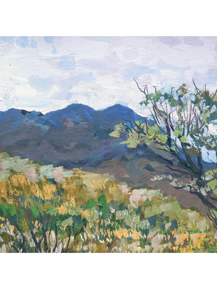 Tree Painting 5x7" Hill Landscape Small Artwork ORIGINAL Painting Impressionist Summer ART Signed by artist Marina Chuchko