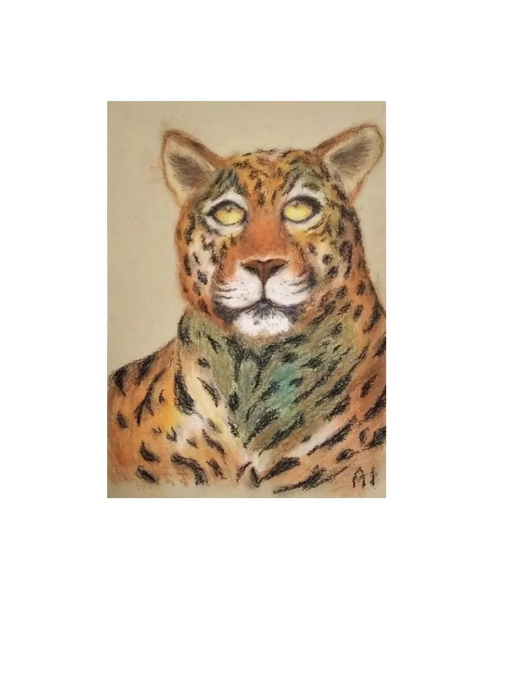 Leopard Painting in pastel on paper