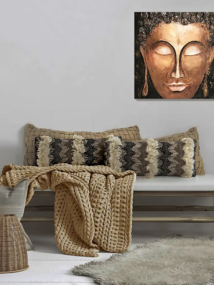 Buddha's wall art | Modern Abstract Painting | 3D Gold Effect Acrylic Art on Canvas 50x50 cm | Handmade Artwork | Abstract Expressionism Buddha's Painting