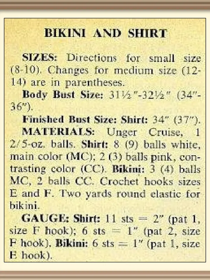 Vintage Crochet Pattern Bikini and Shirt Digital Download PDF