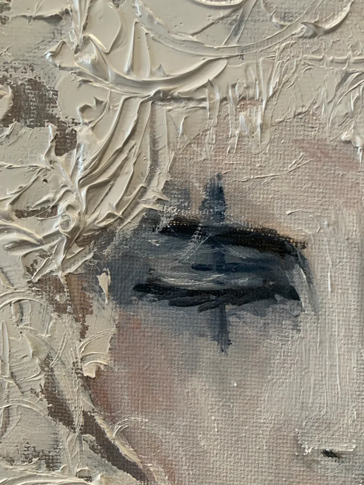 Original Oil Painting Mysterious Clown Woman Portrait 8x8 inches