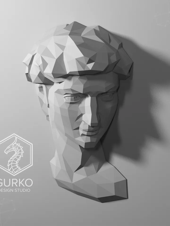 David Papercraft, Digital Template, PDF Download, Gurko, 3D Low Poly, Pepakura, DIY Origami Sculpture, Paper Decor, DIY Gift