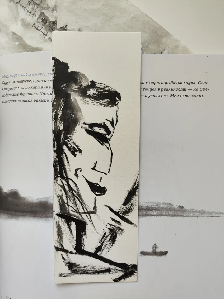 Handpainted bookmark.Original art.Samurai