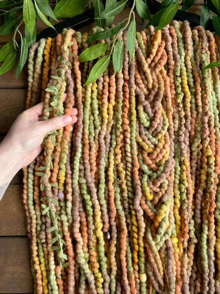 Ginger green brown Wool De dreadlocks Ready to Ship🧡🤎💚💛