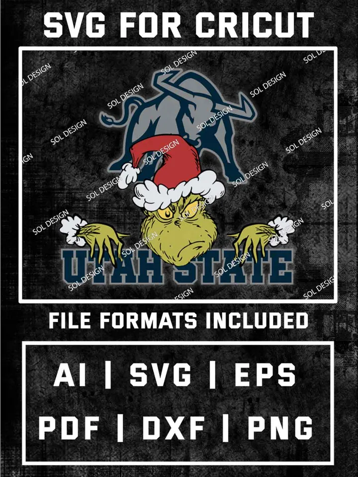 Grinch Utah State Aggies SVG, NCAA SVG Design, NCAA Utah State Aggies SVG, NCAA Aggies Cricut, Christmas Svg, Grinch svg, Digital Download