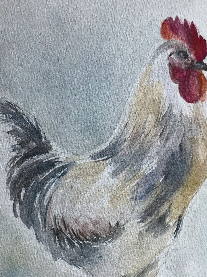 Rooster bird wall art painting living room original watercolour hand painted modern painting