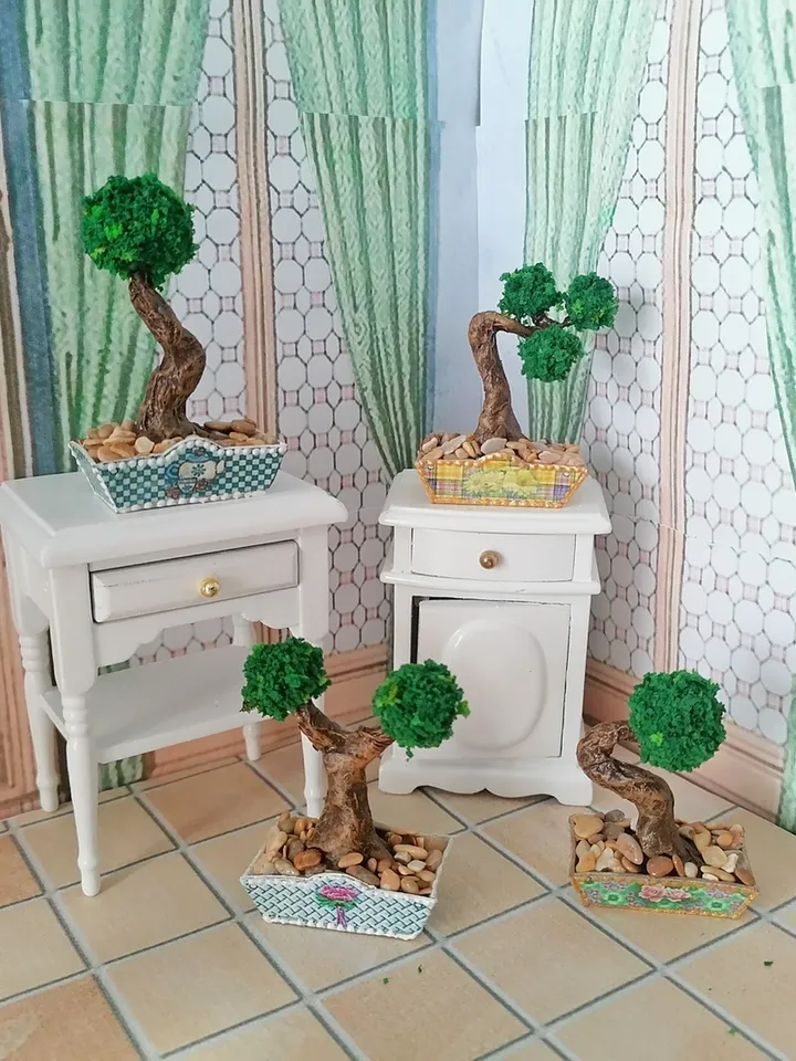 Bonsai. Plant for puppet miniature.Dollhouse miniature.1:12 scale.