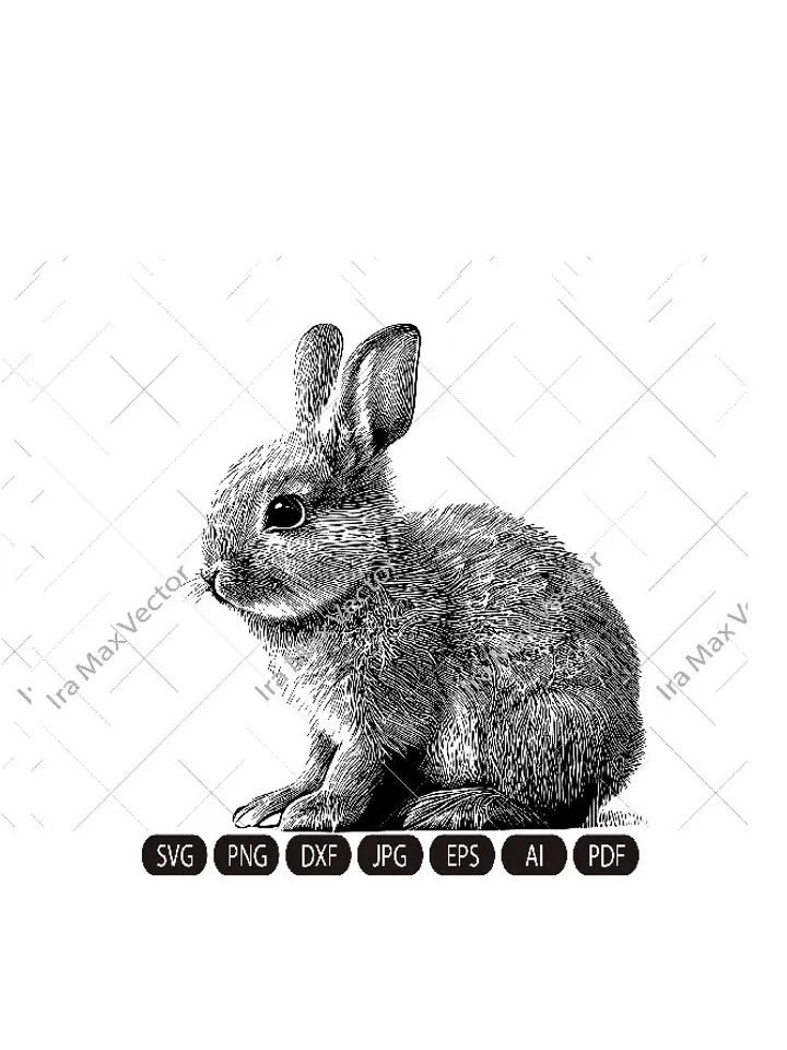 Rabbit SVG, Bunny detailed, Bunny monogram, easter, hunter svg, bunny cut files, peeking animal clipart, bunny Vector image, Printable art