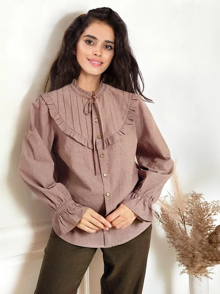 Victorian style cotton women's blouse/ Handmade womens shirt/ Any sizes XS-3XL