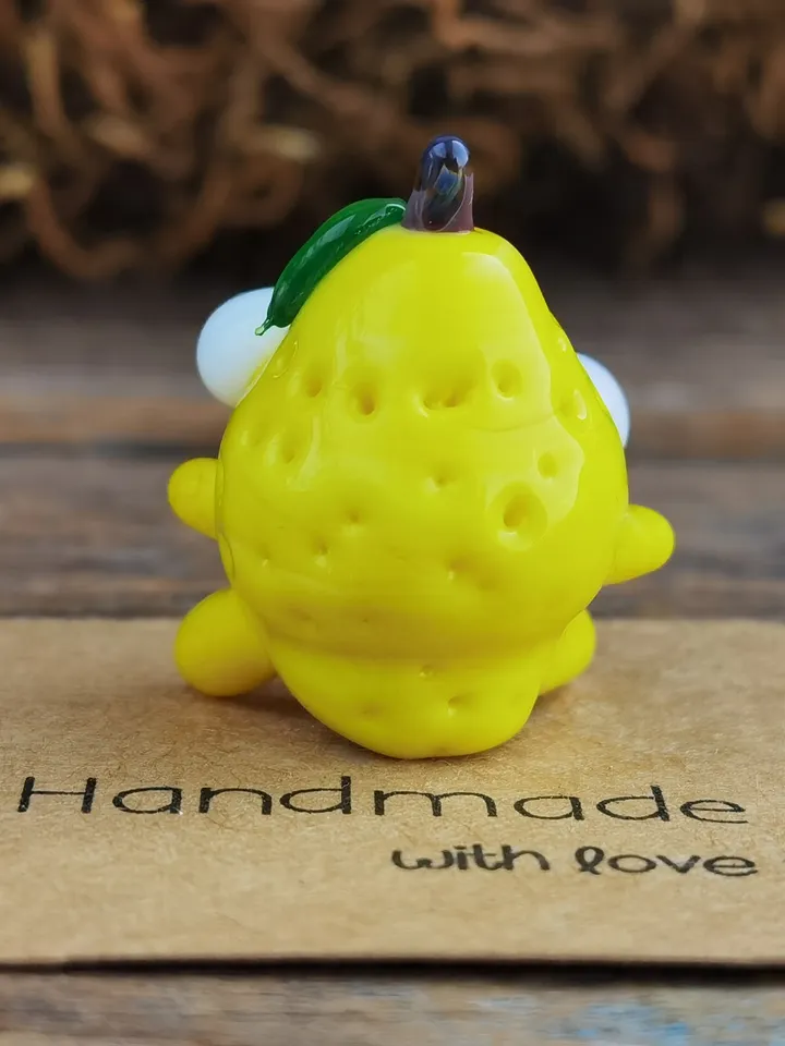 Glass lemon Tiny monster miniature glass monster figurine monster sculpture lemon figurine for terrarium decoration or fairy garden decor