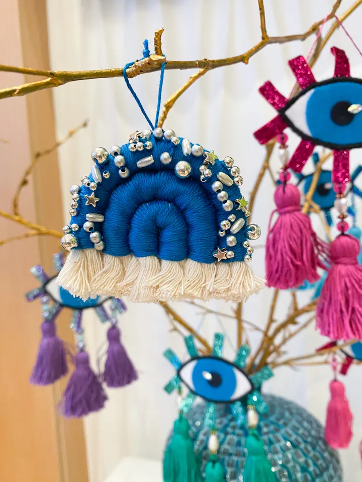 Evil eye ornaments, Unique Christmas gift set, Colorful Christmas, Witchy Christmas