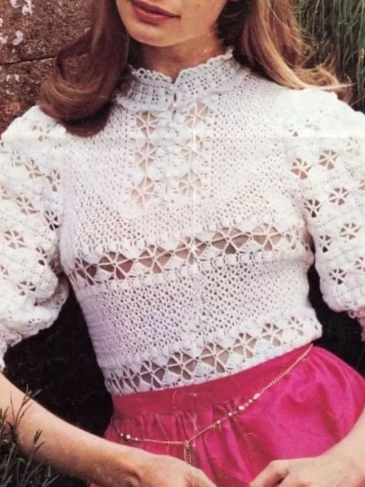 Crochet pattern blouse, crochet pattern lacy sweater , women lacy crochet pattern