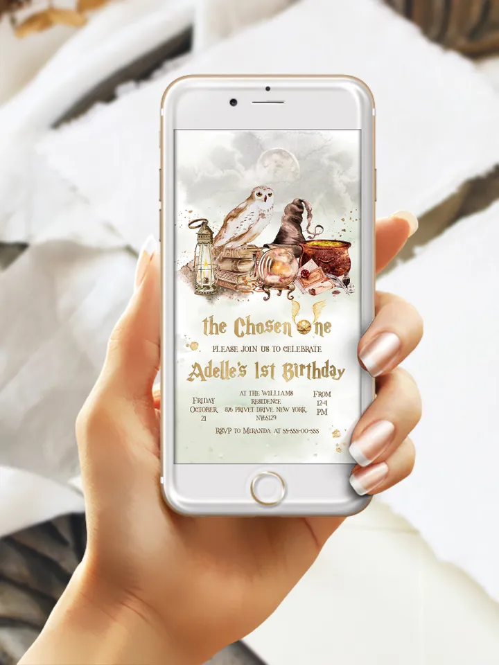 The Chosen One Invitation; Wizard Birthday Party; Magic School 1st Birthday Invitation Template; Editable Wizarding World Invitation;