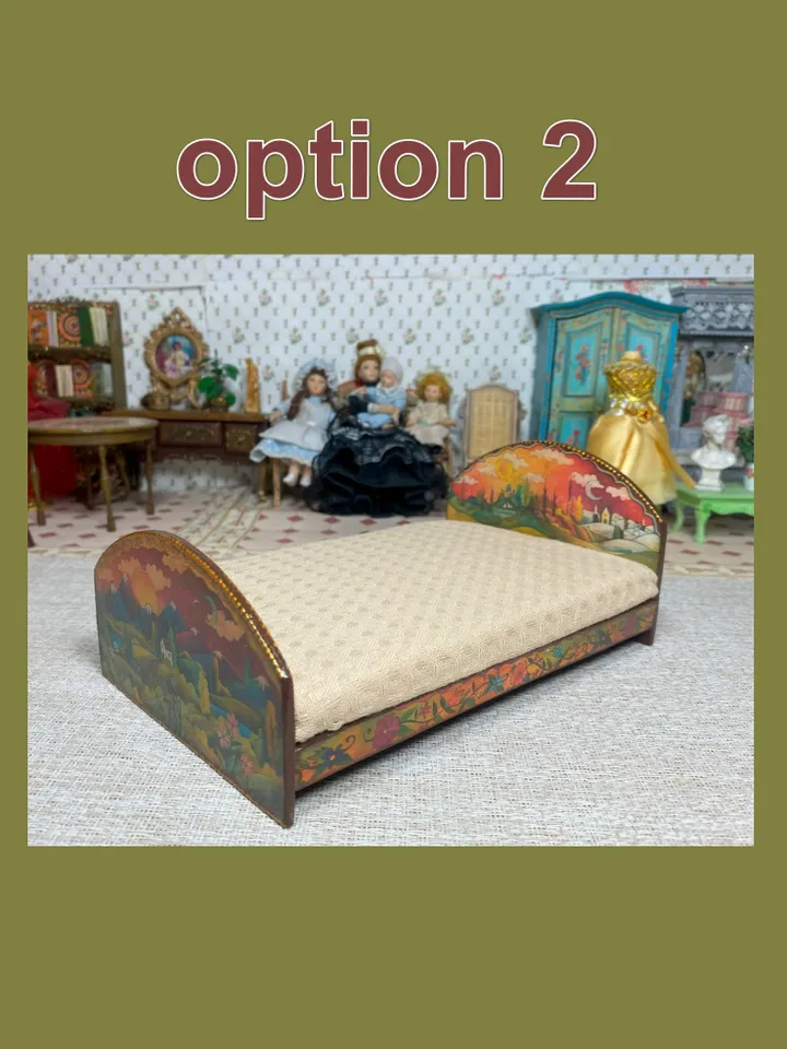 Doll bed. Dollhouse miniature. 1:12. Handmade. Dollhouse bed.