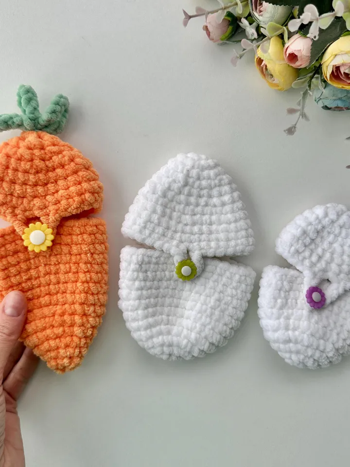 Crochet Pattern: Easter Bunny in Carrot, Turtle in Egg, and Chick in Egg - Amigurumi Plushie Crochet Patterns - PDF in English