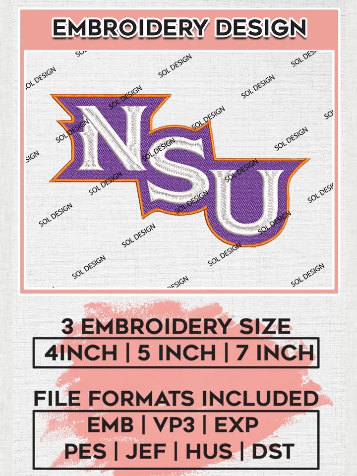 NSU Demons Football Team Logo Machine Embroidery Design, NCAA Northwestern State Demons Team Design Design files, NCAA Team Embroidery Designs, NCAA Machine Embroidery Designs, Digital Download