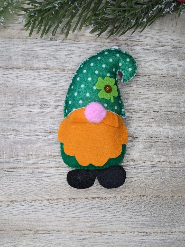 Holiday Gnomes, Felt Christmas Tree Decorations, Scandinavian Gnome, Green gnome, Clover, St. Patrick's Day,  Set 3 toy