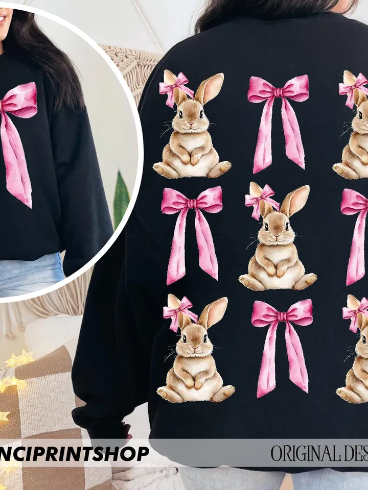 Easter Bunny Pink Coquette PNG, Easter png, Easter bunny png, Coquette Easter png, Girls Easter Png, Bunny Bow png, Easter Sublimation, png