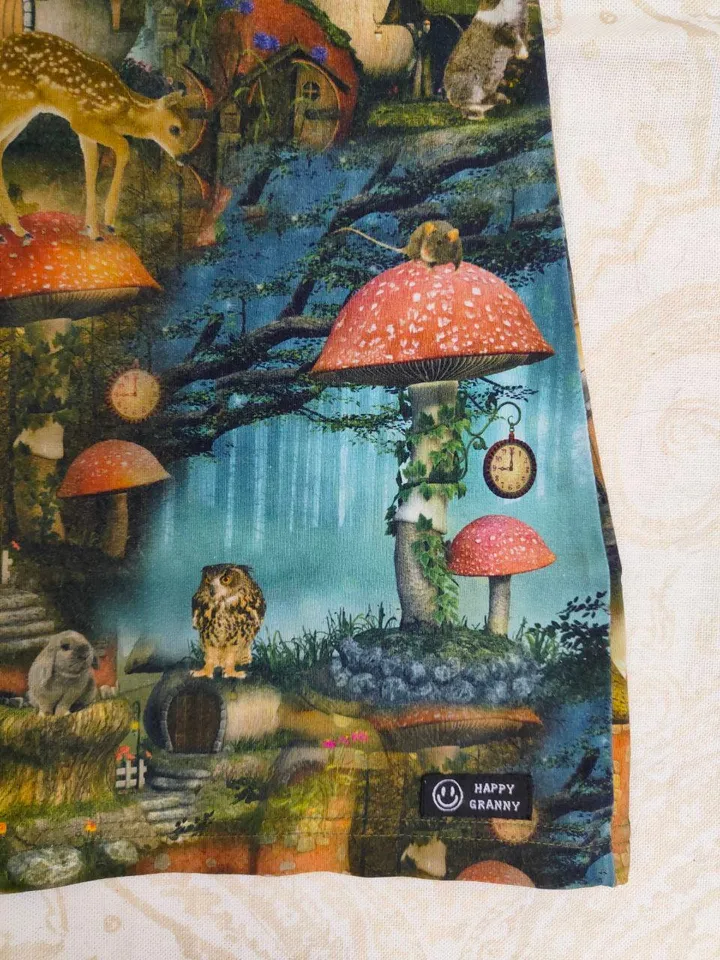 children's t-shirt with mushrooms,shrooms,vintage t-shirt, fly mushroom textile,forest jersey,forest story,t-shirt 134cm,forest grebe