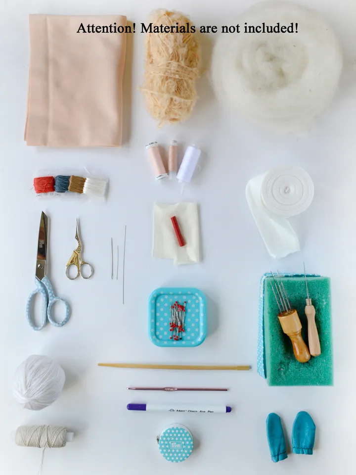 DIY Waldorf Baby doll 14 inch (36 cm) tall. PDF sewing pattern and tutorial. Patterns of doll clothes as bonus!