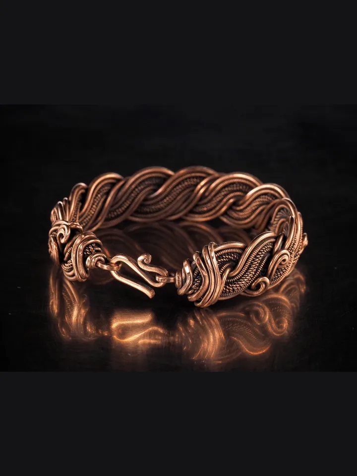 Wire wrapped copper bracelet for woman Antique style copper jewelry WireWrapArt
