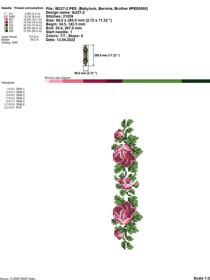 Roses cross-stitch set patterns machine embroidery designs digital embroidery pattern clothing décor embroidery motif flower embroidery