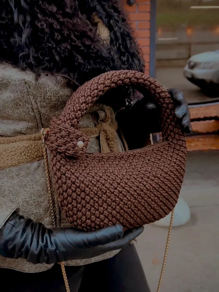 Crochet pattern hobo handbag PDF digital instant download and video tutorial, small purse, shoulder mini bag, top handle, eco friendly shopp