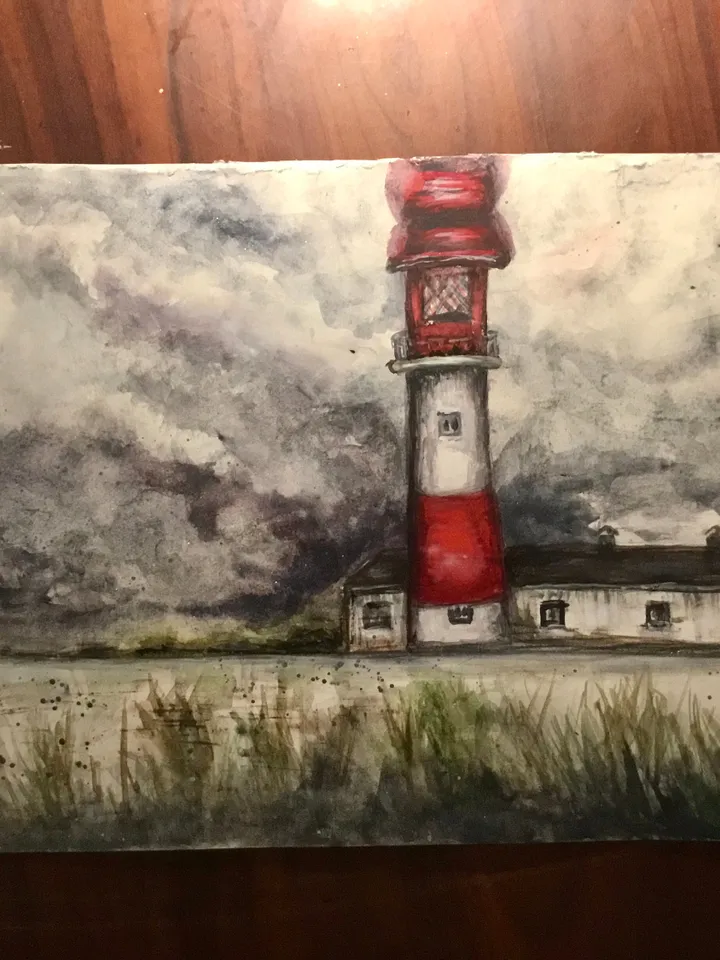Lighthouse original watercolour painting,lighthouse in the fields,house painting,landscape painting,unique gift,decor,lighthouse wall art.