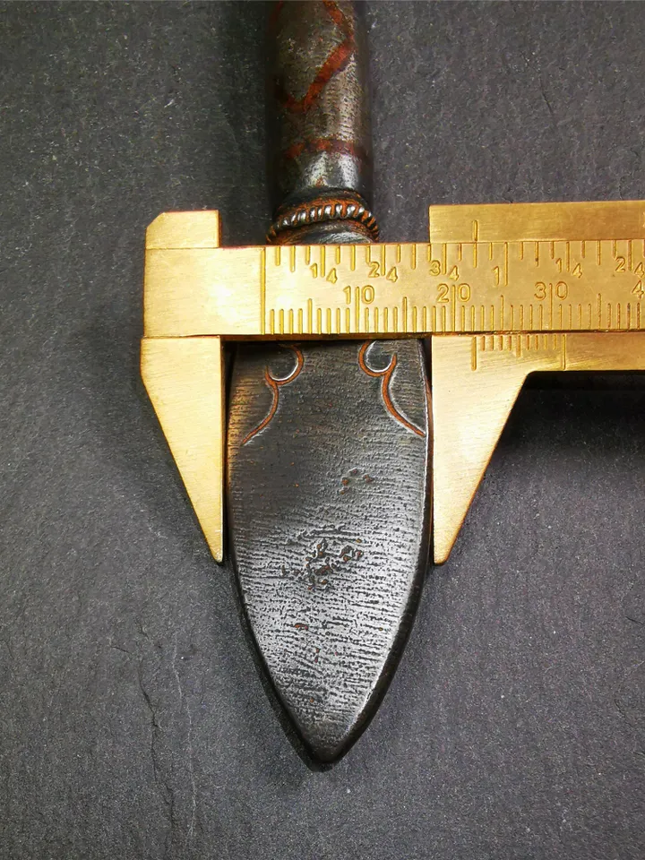 Gandhanra Handmade Tibetan Buddhist Ritual Implement - Kila -Dorje Phurba,Made of Cold Iron inlaid with Copper,5.5"
