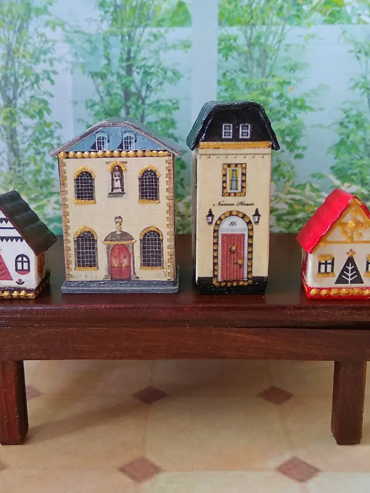 1:12 scale. Houses for cockle roomboxes. Doll toy.