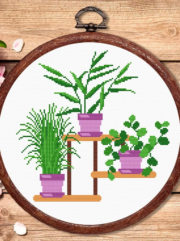 Set of 3 Potted Flowers Cross Stitch Pattern, Flower Cross Stitch, Embroidery Potted Flowers, Flowers xStitch Potted Flowers xStitch #flw019
