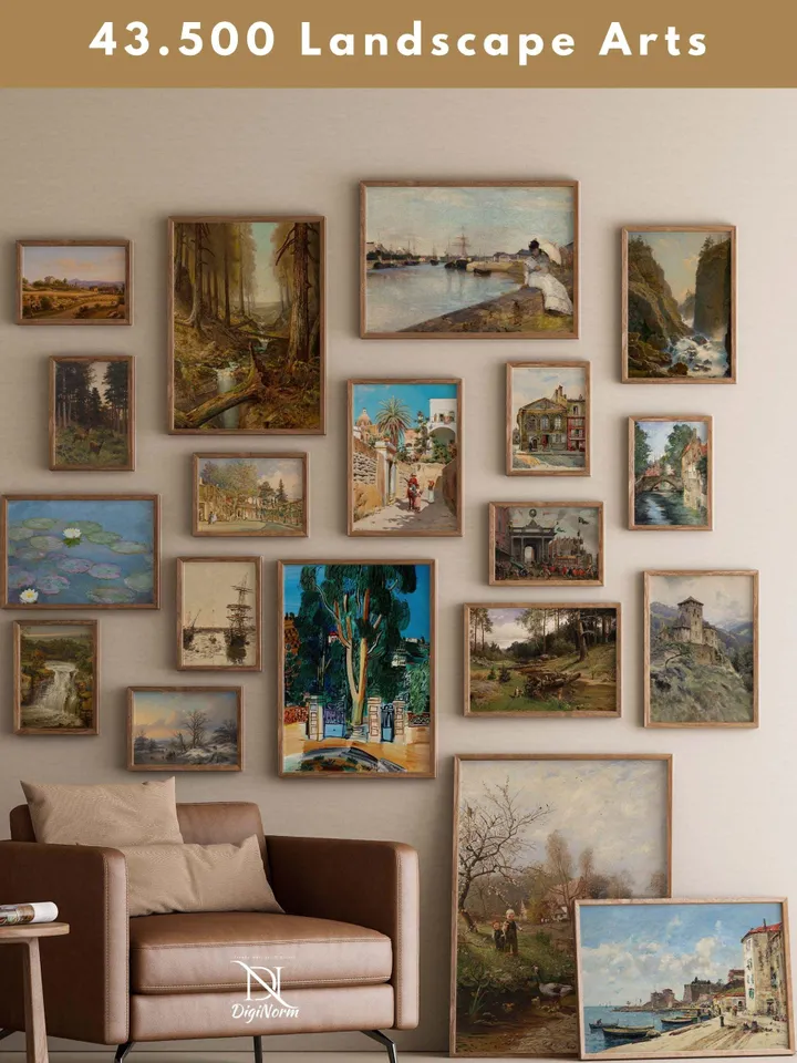 43500+ Vintage Country Landscape Poster Set Digital Nature Paintings Bundle Antique Mountain Wall Art Printable Scenic Home Decor Download