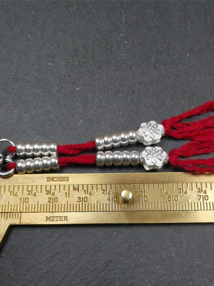 Gandhanra Handmade 5mm Sterling silver Tibetan Buddhist Prayer Bead Counters for 6-15mm Mala,Lucky Knot Pendant