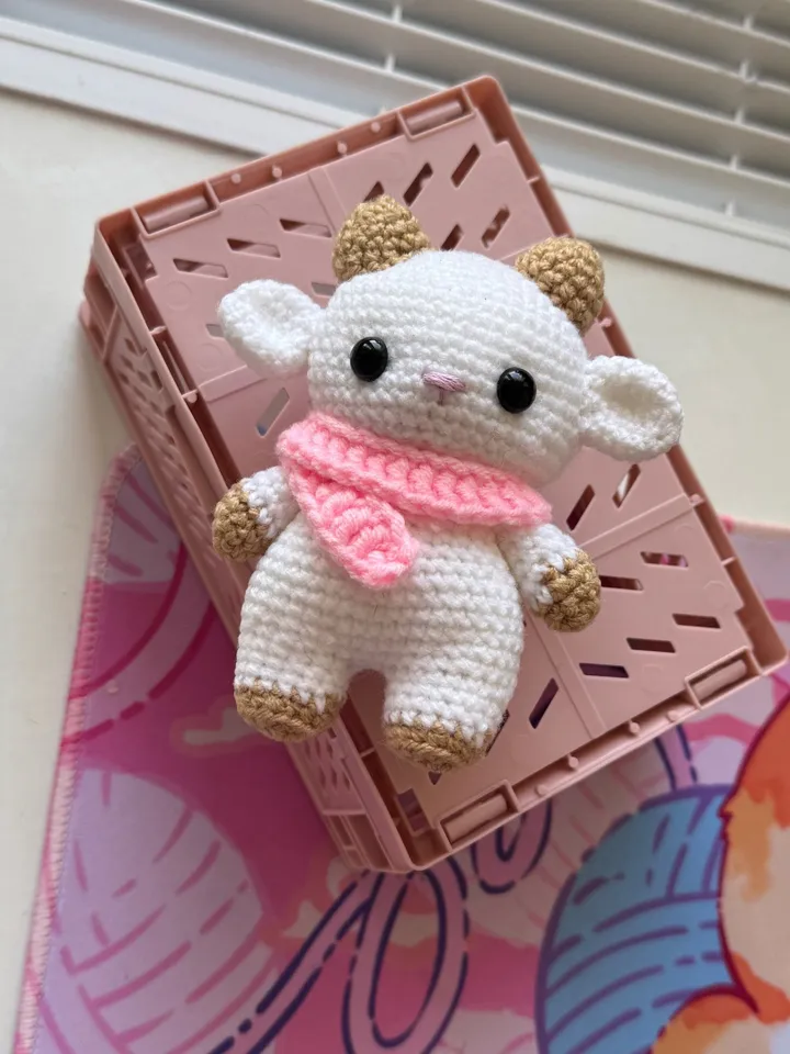 Baby Goat in a scarf crochet pattern, PDF amigurumi US term, crochet patterns cute animals, autumn