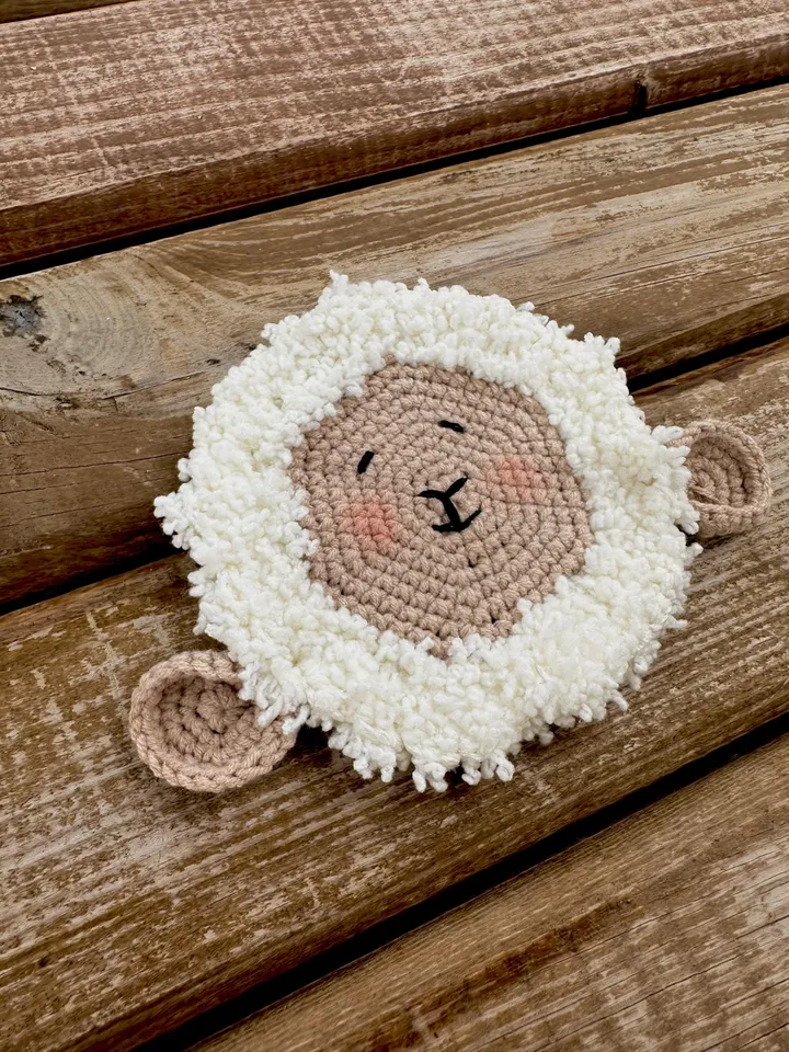 CROCHET SHEEP Lamb Coaster pattern - Lamb Coaster Crochet Pattern Cute Instant Digital Download PDF english