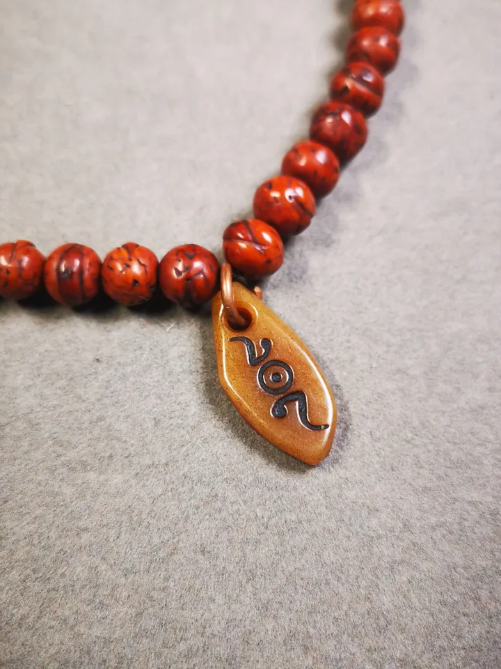 Gandhanra Tibetan Yak Bone Carved Amulet,Bead Counter Pendant,Mani Jewel Amulet for Mala,Prayer Beads