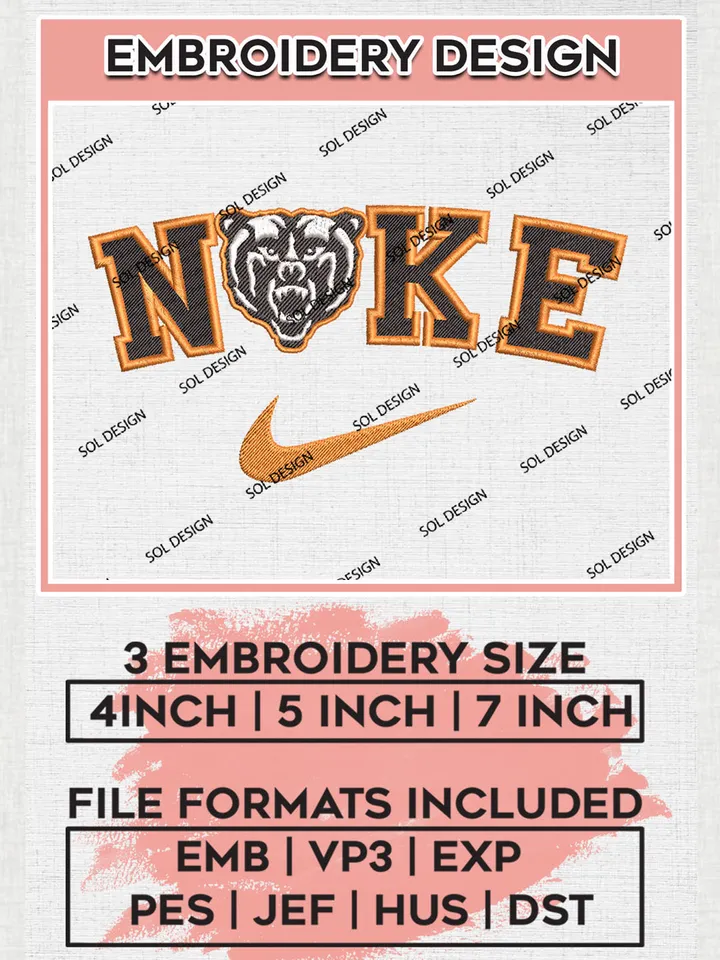 Nike Mercer Bears Machine Embroidery Design, NCAA Mercer Bears Embroidery Design Design files, NCAA Embroidery Designs, NCAA Machine Embroidery Designs, Digital Download