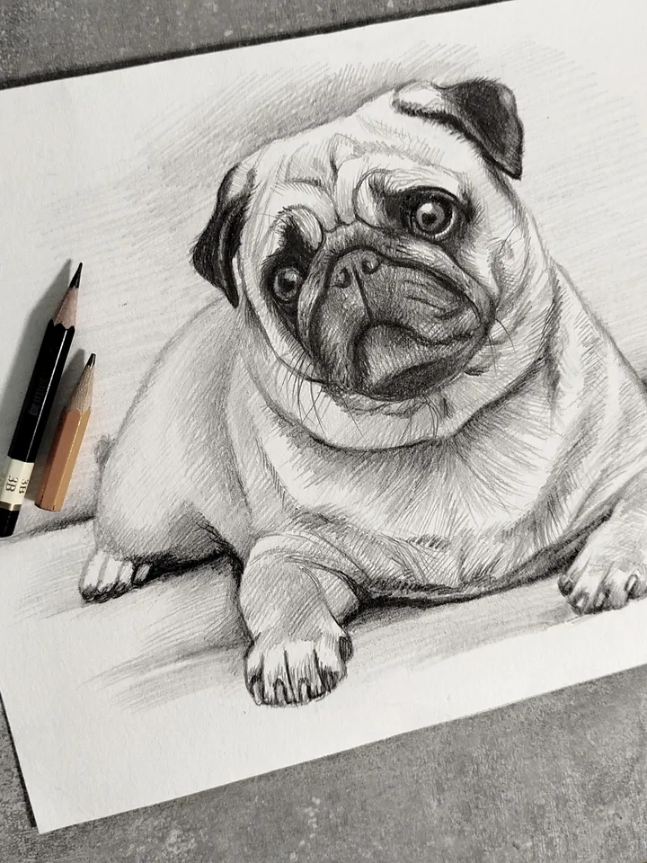 Pencil pet portrait painting | Custom Hand painted Dog portrait | Custom Dog portrait | Hand drawn pet portrait