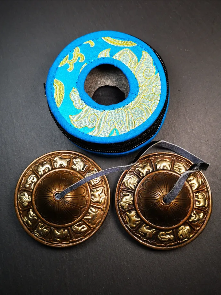Gandhanra 8.3cm Tibetan Cymbals,12 Zodiac Tingsha Bell,Buddhism Ritual Implement,Handmade in Nepal