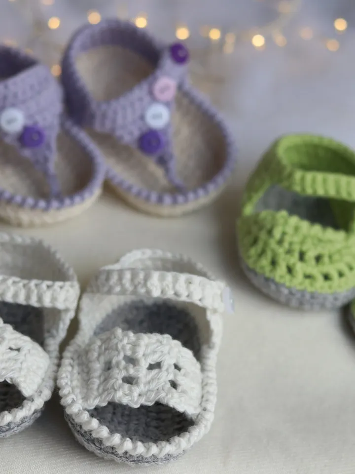 Newborn sandals, Cotton crochet baby first shoes, Summer newborn footwear, Baby shower gift